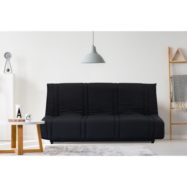 3-personers sovesofa - Sort stof - Moderne stil - L 193 x D 92 cm - LENA Svart