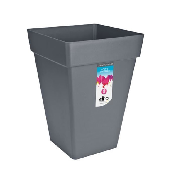 Elho Loft Urban Square Flower Box High 37 - Sort - Ø 37 x H 51 cm - udendørs - 100% genanvendt Antracit