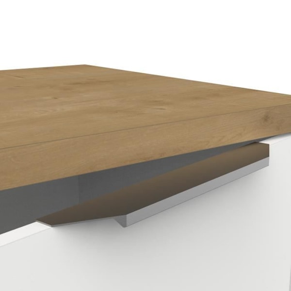 ADGANG TV skab - 2 døre + 1 niche - Hamilton eg og hvid indretning - L 134,8 x D 39,6 x H 39,1 cm - DEMEYERE Matt vit och ljust trä