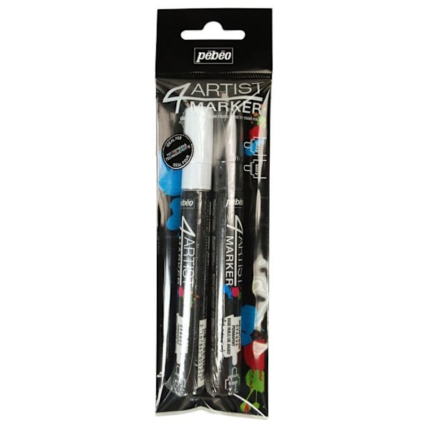 Oljemålningsmarkörer - 4Artist Marker Pébéo - Vit och Svart - 4 mm - 2 st Vit och svart
