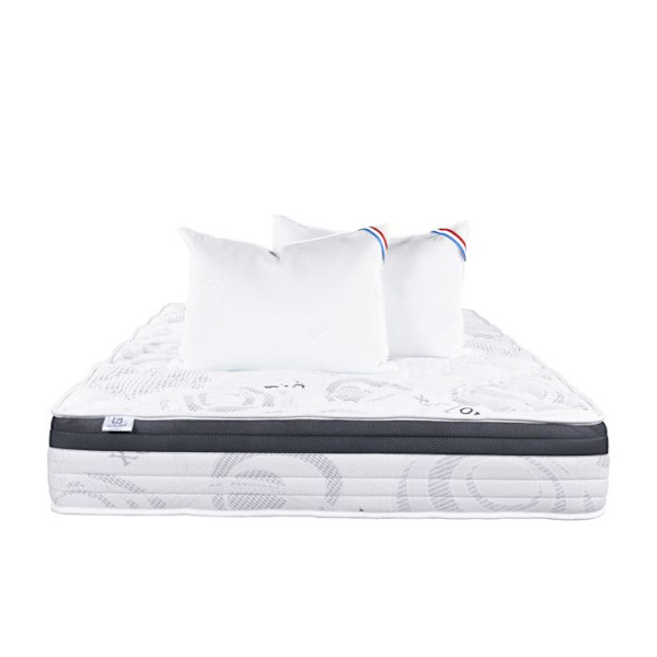 Madrass 160x200 cm, Sleeplux, 26 cm, latex, ergonomisk, sommar/vinter-sida, hög densitet + 2 Kuddar Vit