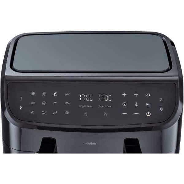 Luftfriture - MEDION - P20 XXL Twin - 2600 W - 2 kurve - 9 programmer - Sort Svart