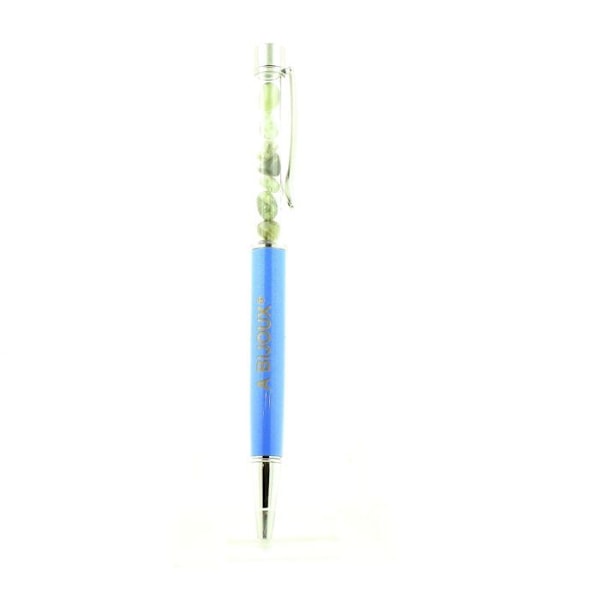 Sten og mineraler. Rutil Quartz Tourmaline mineral pen fra Brasilien. Blå farve. Blå