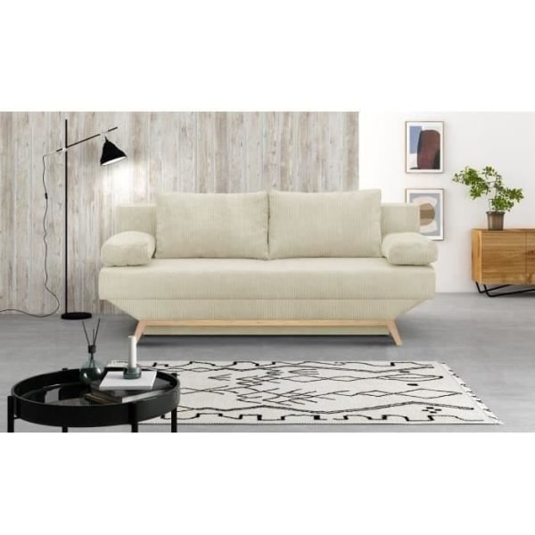 3-sits konvertibel bänk - Förvaringslåda - Beige manchestertyg - L 190 x H 92 x D 84 cm - TEIJO Beige