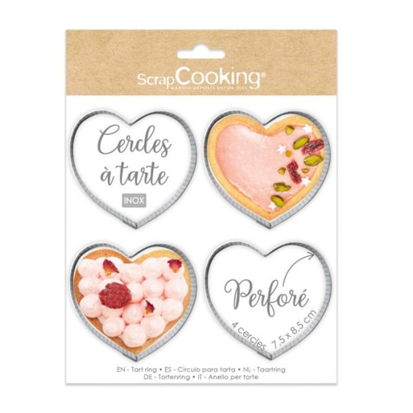 Kageringe - SCRAPCOOKING - Hjerte - 7,5 x 8,5 cm - Rustfrit stål - 4 stk. gyllene