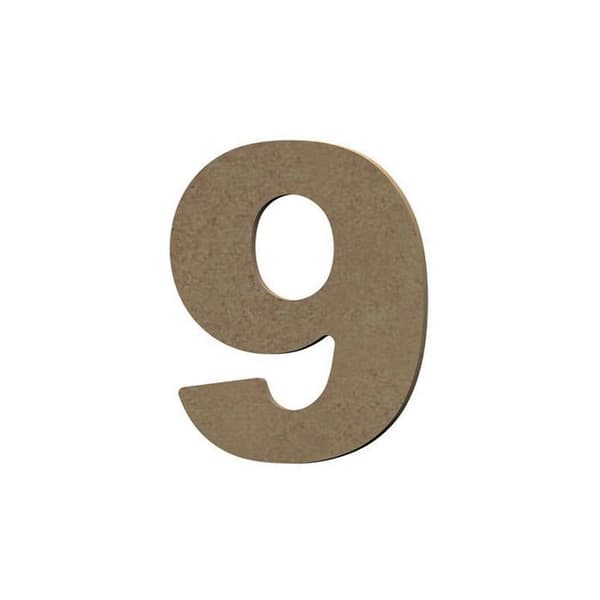 Numero 9 MDF-puuta koristeeksi - 8 cm brun