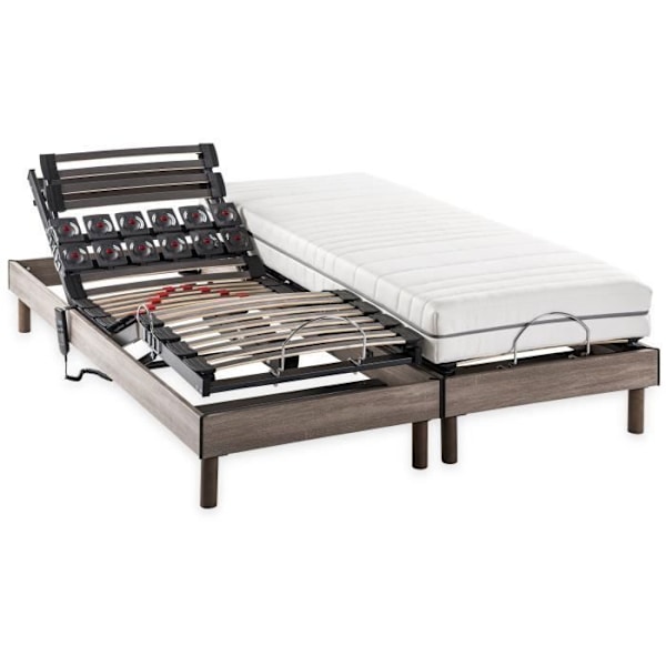 ERGO 2 Dreamzone elektrisk afslapningsmadras + boxspring sæt - 2x80x200 cm - Pocket fjedre - DEKO DREAM Ergo 2 grå ek
