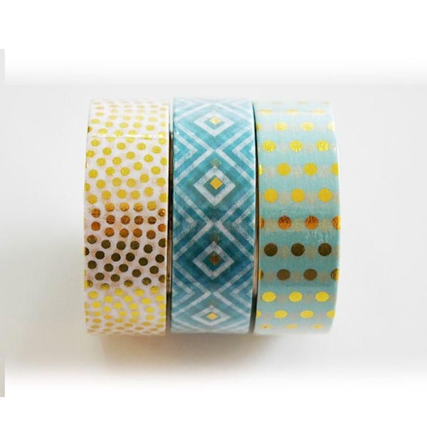 3 st maskeringstejper 10 m - Mintguld Mentha, gyllene