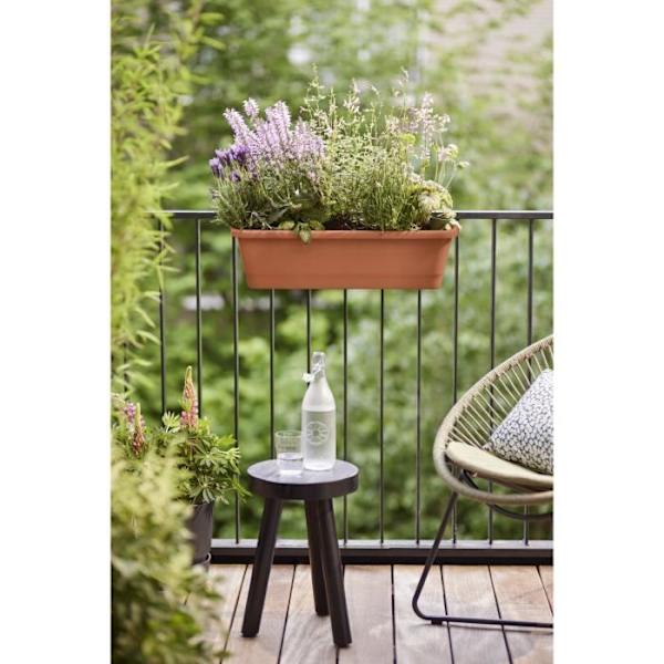 Elho Noa Balkon M - Brun - L 52 x B 20 x H 18 cm - Altan; udendørs - 100% genbrug Terrakotta