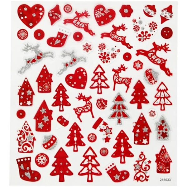 Stickers Joulu Creotime - Punainen ja valkoinen joulu - 54 kpl