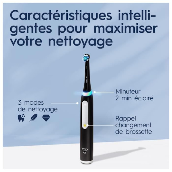 Oral-B iO 3 2 kpl pakkaus, musta ja sininen sähköhammasharja, 2 harjaspäätä, 1 matkalaukku Svart