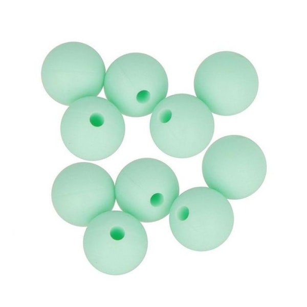 10 pyöreää silikonihelmeä 10 mm - merenvihreä Grön