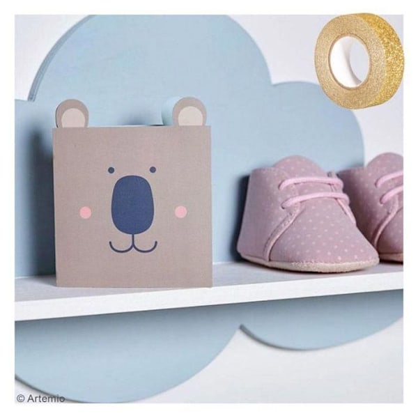 Etagère trä Nuage 39 cm + guldglittrigt masking tape 5 m Beige