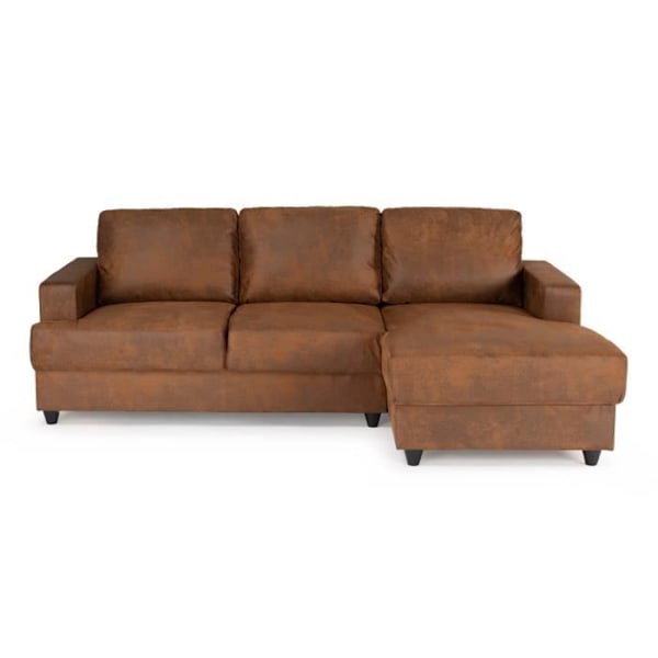 4-sits höger hörnsoffa - Vintage brunt tyg - Modernt - L 215 x D 140 x H 86 cm - PAUL vintage brun