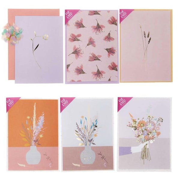 6 DIY blomsterkortsæt Flerfärgad
