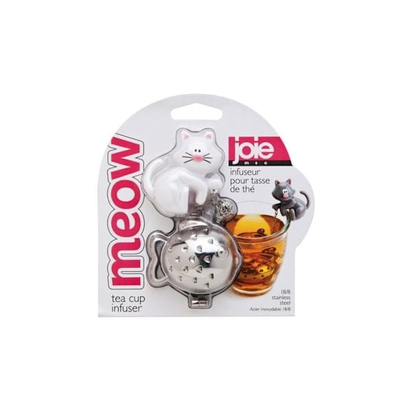 Te-infuser - Kattinfuser - Fiskboll - Rostfritt stål 18/8 - Utan BPA - Rolig och originell Svart, vit, grå