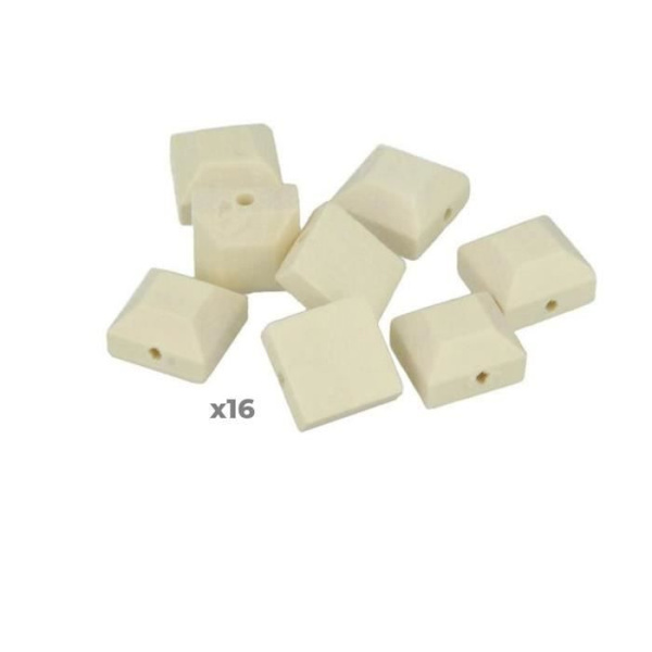 16 kvadratiska cabochon träpärlor 10 x 4 mm Beige