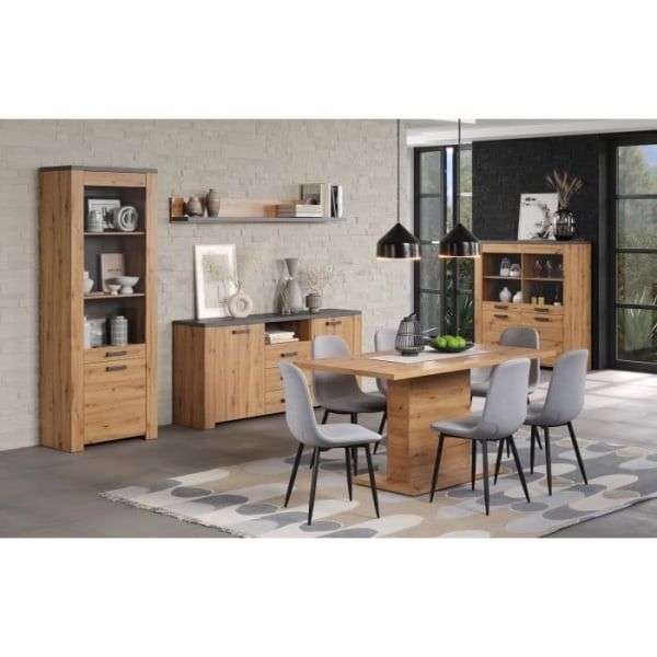 SEURAA kiinteää ruokapöytää 6 hengelle - Artisan tammimelamiini - L160 x S80 x K76 cm - TRENDTEAM