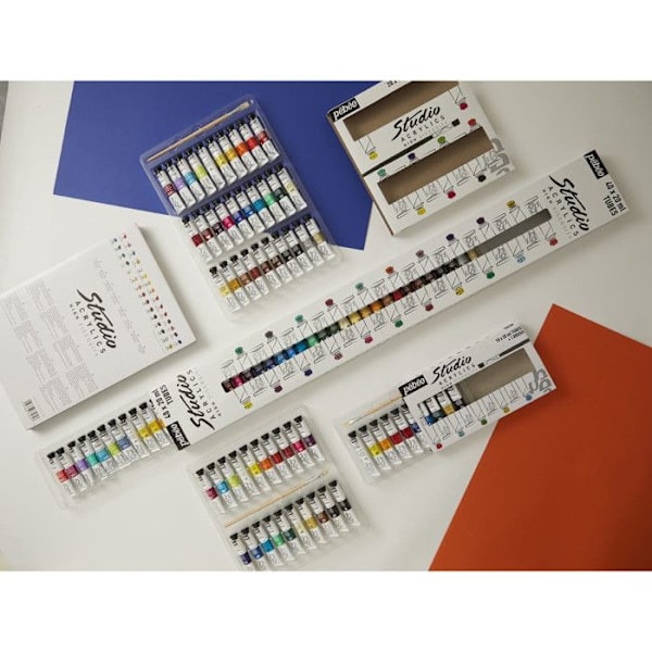 Akrylfärg - PEBEO - Studio Acrylics - 40 tuber á 20 ml - Flerfärgad - Vidhäftande och outplånlig Flerfärgad