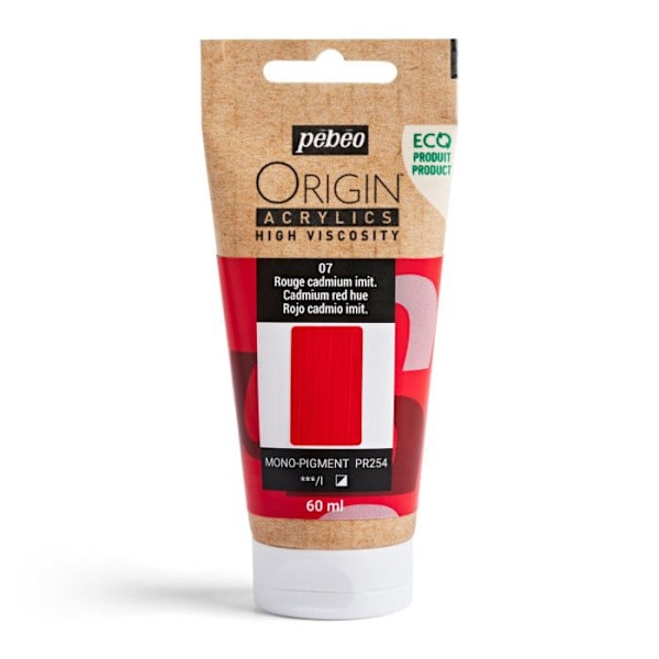 Akryylimaali - Kadmiumpunainen - 7 - Korkea viskositeetti - Pébo - Origin akryylit - 60ml Kadmiumröd