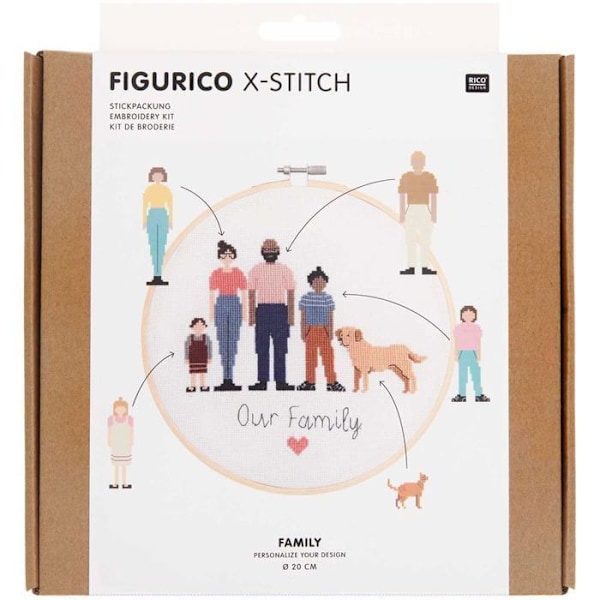 Broderi kit - familj Flerfärgad