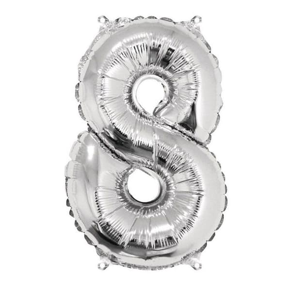 Ilmapallo Numero 8, 40cm, 1kpl, hopea Sølv