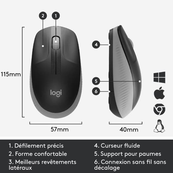 Hiiri - Langaton - Logitech - M190 - Harmaa