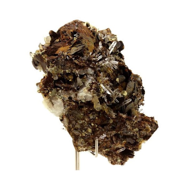 Sten og mineraler. Siderit, Kvarts, Pyrit. 1076,0 øre. Mésage Mine, Saint-Pierre-de-Mésage, Frankrig.