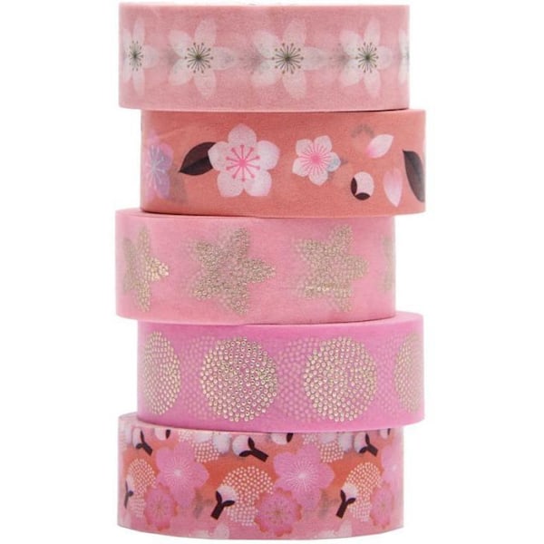 5 maskeringstejper, Sakura blommönster, japansk vår Flerfärgad