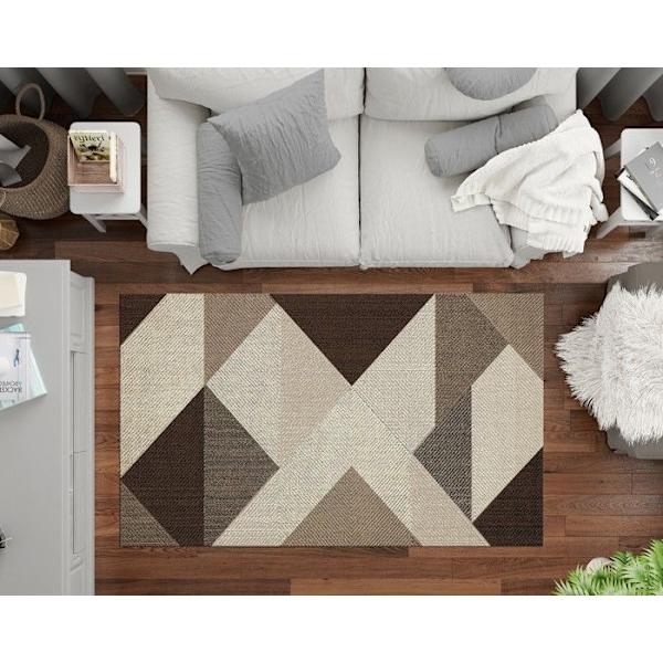 Matta - MIRAN - Brun - 80x150 cm - Halkskydd - Maskintvättbar - Modern kastanj