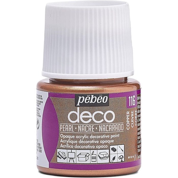 Akryyliväri - Pébéo - Deco - Helmiäinen - 45 ml - Kuparinruskea Koppar