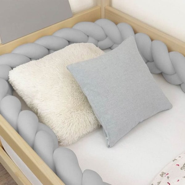 Sänggavel i flätad design för barn och vuxna - Grå - 20 x 500 cm Grå