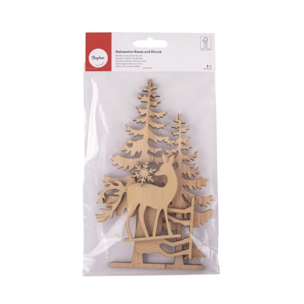 Motiver i træ - RAYHER - 46322000 - Julepynt - 6 stk. - FSC 100% træ