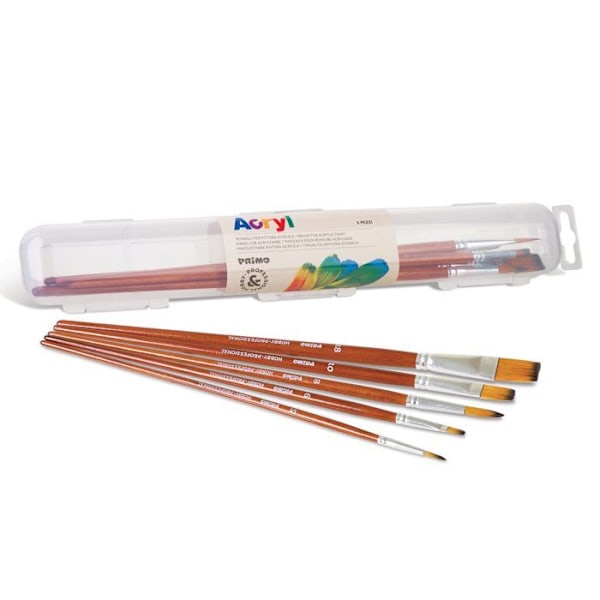 Pensselit - Morocolor - 5 kpl setti - Synteettiset harjakset - Pyöreät ja litteät - Akrüüliin ja vesiväriin Beige