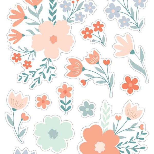 3D klistermærker blomster pastel Flerfärgad