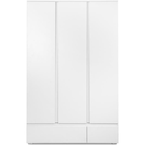 BILLEDE 60B skab - Mat hvid indretning - 3 låger + 2 skuffer - L121,6 x H191 x D55 cm Vit