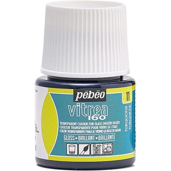 Lasimaalaus - Pébéo - Vitrea 160 - Kiiltävä - Turkoosi Nro 11 - 45ml Turkos N°11