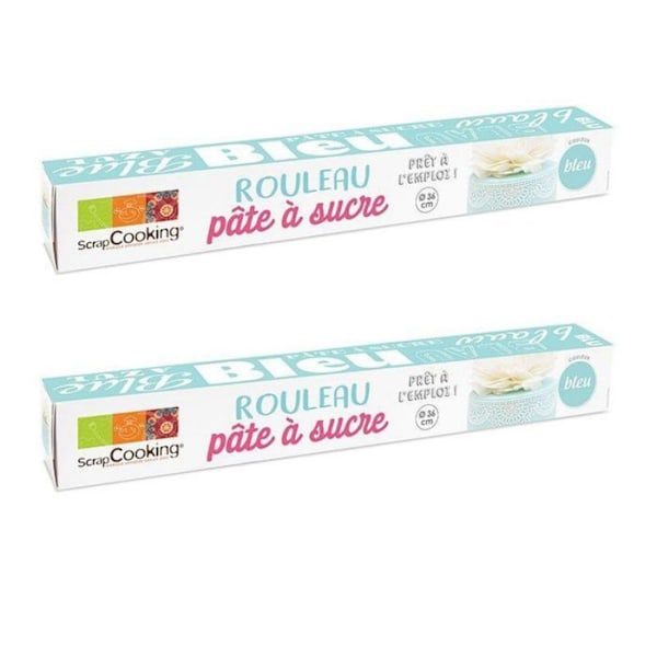 2 rullar blå sockerpasta Ø 36 cm Blå