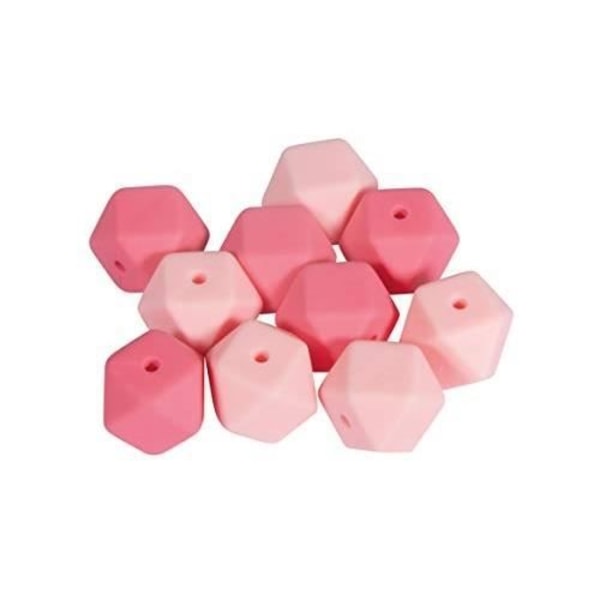 RAYHER SILIKONE PERLER HEXAGON, 14MM Ø, ROSA FARVER, 14MMØ 14867258