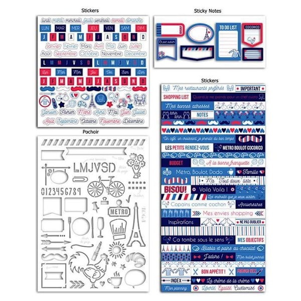 Bullet journal Frenchy - Anpassningsbar box Blå Vit Röd