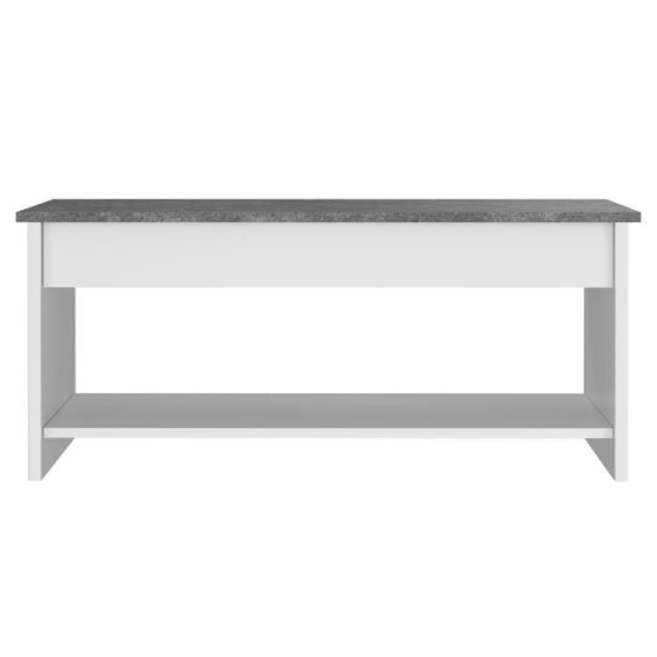 Sohvapöytä - Valkoinen ja betoninharmaa - Nostettava - P 100 cm x S50 x K44cm - HAPPY Vit grå
