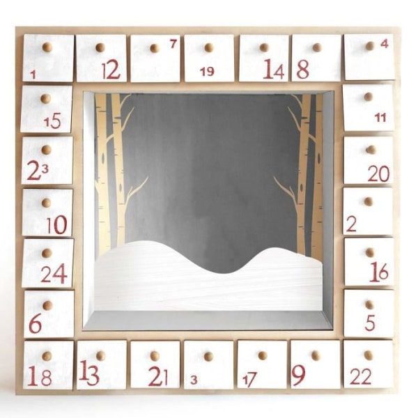 Fyrkantig adventskalender i trä 32 x 32 cm - Creative Seed - 24 lådor - För barn från 5 år och uppåt