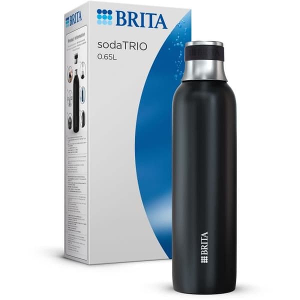Isoleret flaske BRITA - Kompatibel med SodaTRIO - Kapacitet 0,65L - Rustfrit stål - Sort Svart