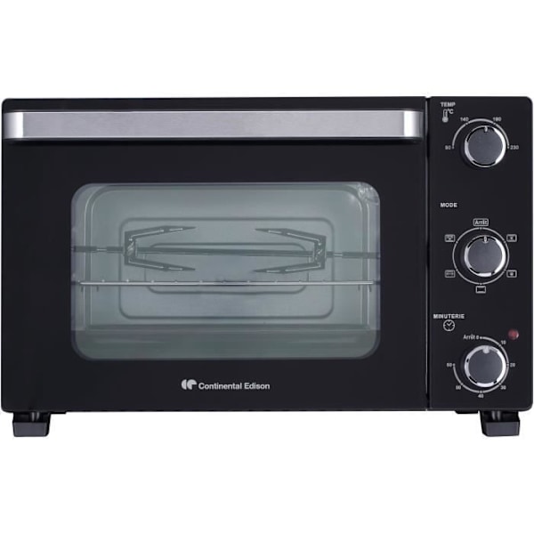 CONTINENTAL EDISON CEMF28B2 sähköinen miniuuni - 28L musta - 1500W - Rotisserie, Luonnollinen konvektio