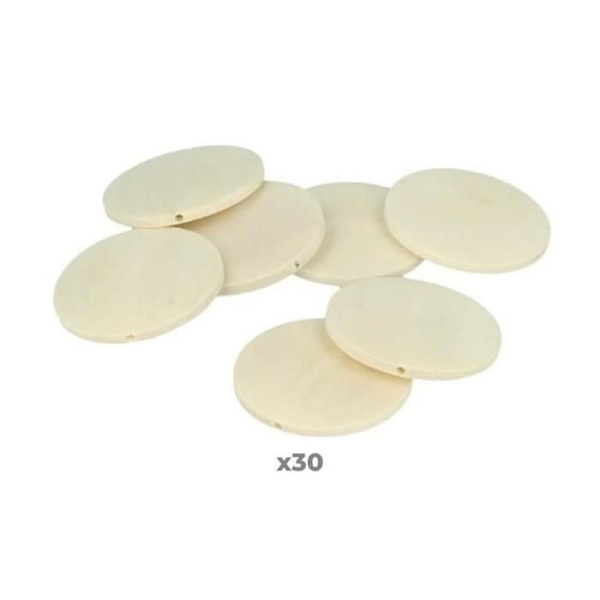 Träperlor - Ej specificerat - 30 perlor - 40 mm - Beige - Blandat Beige