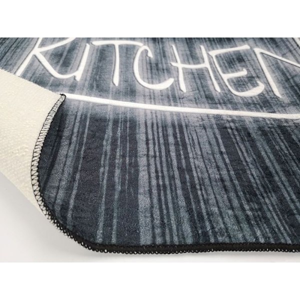 Keittiön matto - KITCHEN - Musta - 60x90 - Liukumaton - Konepestävä