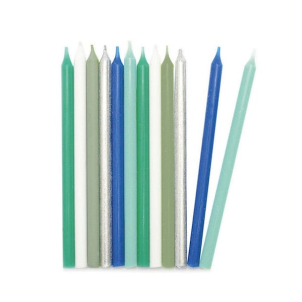 Lange lys - Klassisk - Blå/Sølv - 12 cm - 12 stk Blå