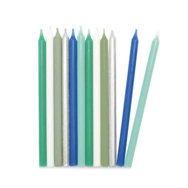 Pitkät kynttilät - Classic - Sininen/Hopea - 12 cm - 12 kpl Blå