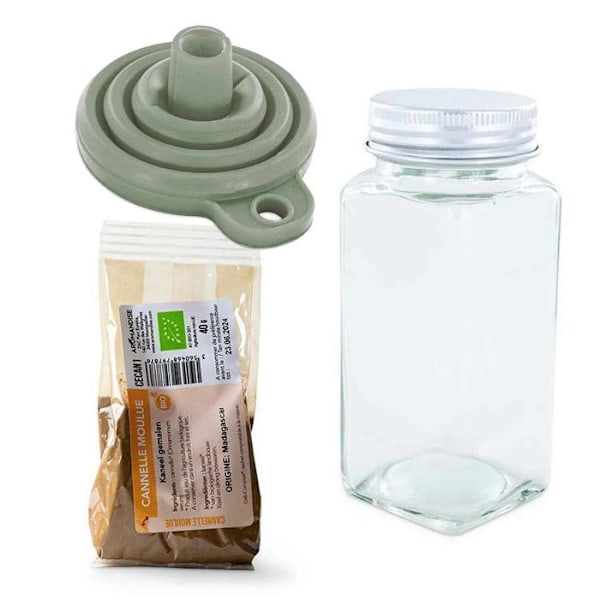 Kryddflaska - Ekologisk - Kanel från Madagaskar - 40 g - Tratt ingår - Återvinningsbart glas