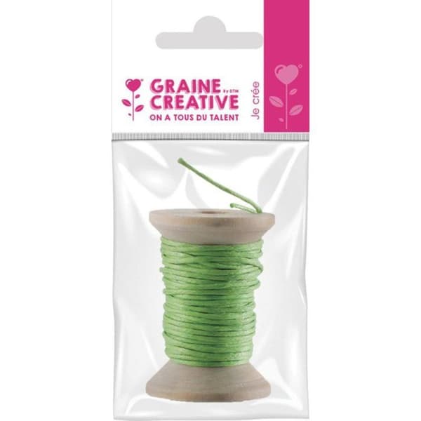Graine Créative - Vaxad bomullssnöre Grön 5m Grön